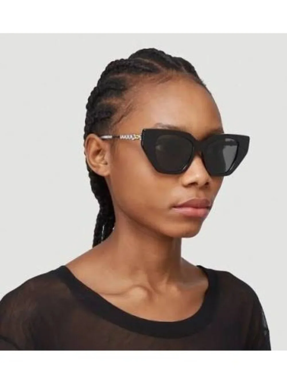 Gucci GG0641S 001 Cat Eye Sunglasses - Black / Grey
